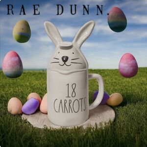 Rae Dunn 18 Carrots Easter Bunny Figural Mug